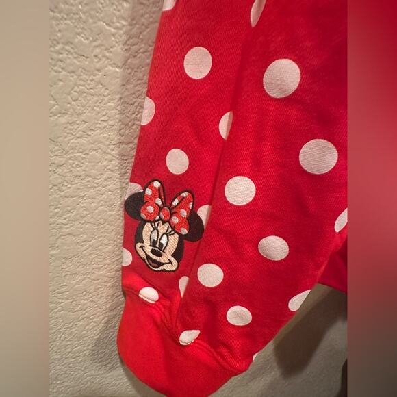 NWOT Disney Parks Minnie Mouse Red and White Polka Dot Full Zip Jacket Hoodie L - Picture 2 of 5